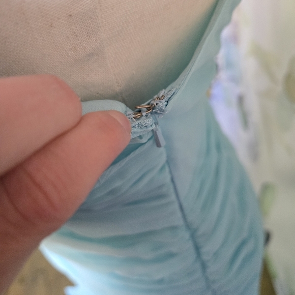 ASOS | Ruched Front High Low Frill Maxi Prom Dress in Aqua sz 2 - Picture 8 of 10